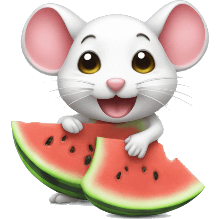 cute bubbly mouse eating watermelon emoji