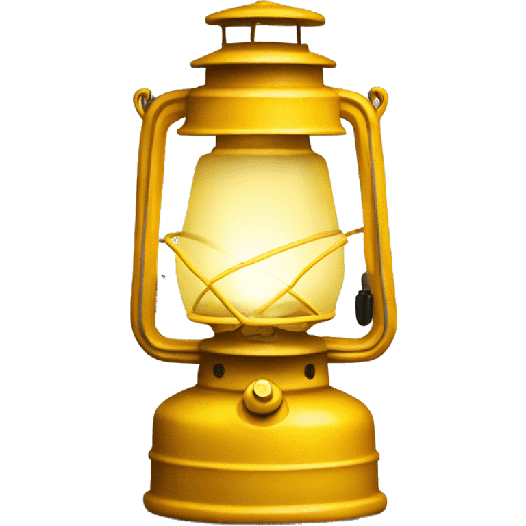 Realistic yellow lit camping lantern lisolated. emoji