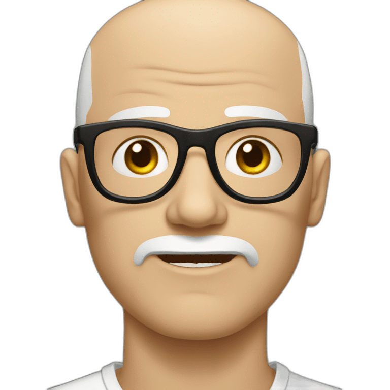 mad white bald male with thick black glasses emoji