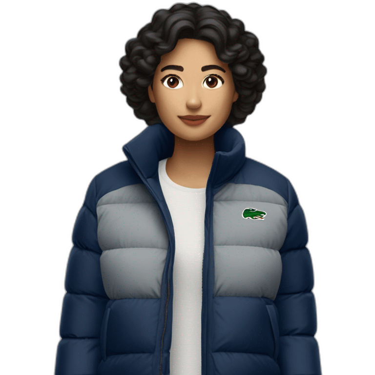 latina woman using Lacoste puffer jacket emoji