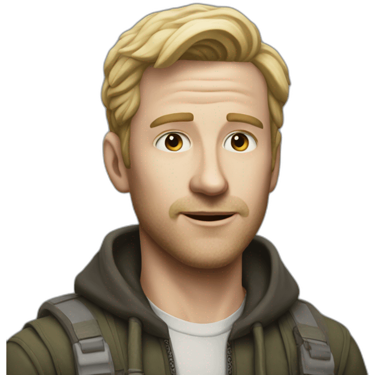 Hyper realistic white man from raid full body emoji