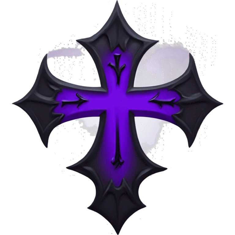 Gothic black cross with purple accents and a bat in the middle add this bat in the middle emoji