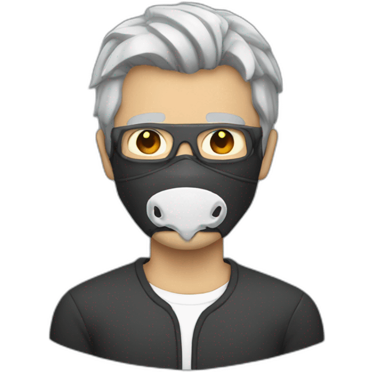 guy with skull mask with grey hair emoji