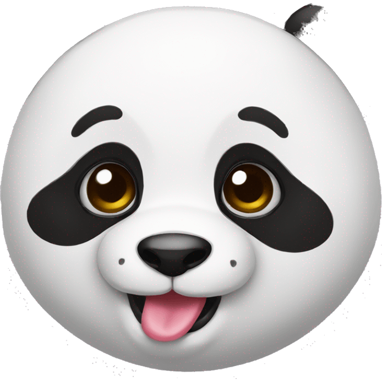 panda shows tongue emoji