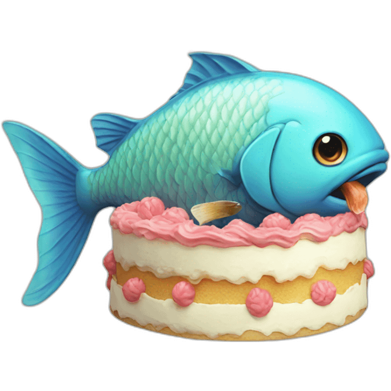 fish eating a cake emoji