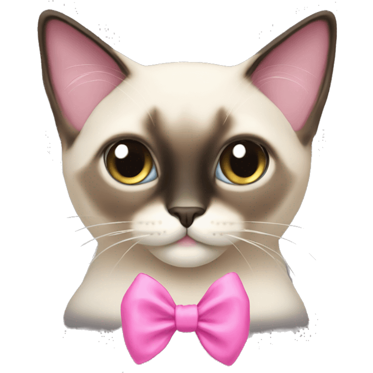 Long hair Siamese cat with pink bow emoji