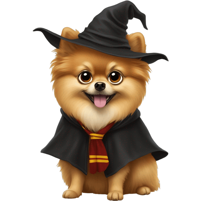 Pomeranian dressed as Harry Potter emoji