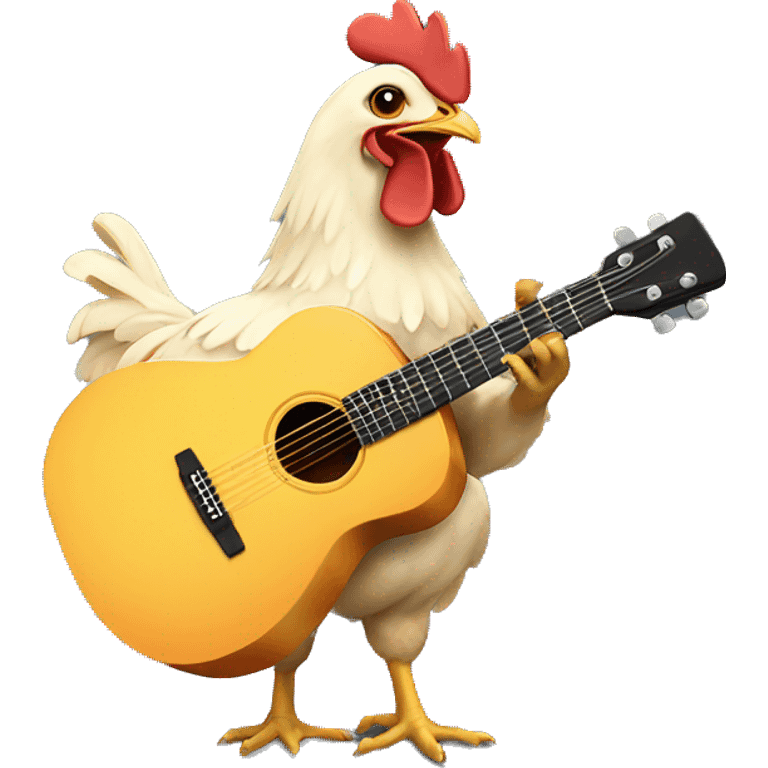 Chicken playing guitar emoji