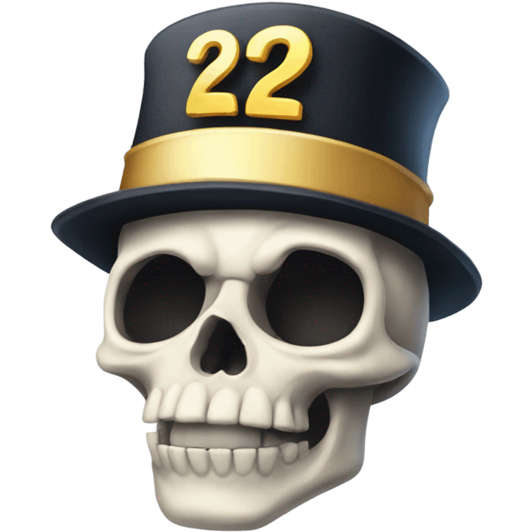 Skull wearing 2025 New Year hat  emoji