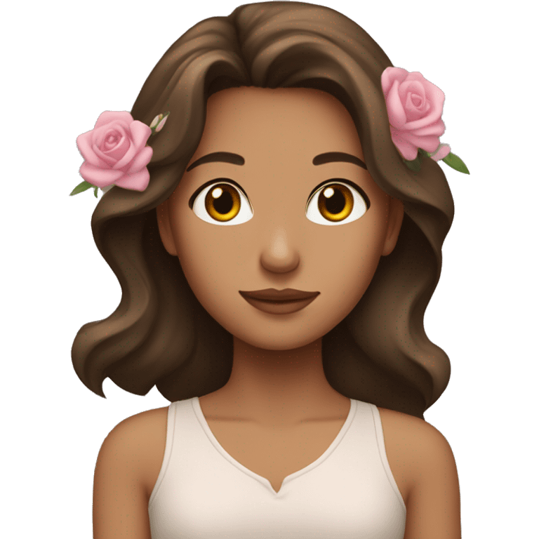 Girl with brown hair with jasmine rose emoji