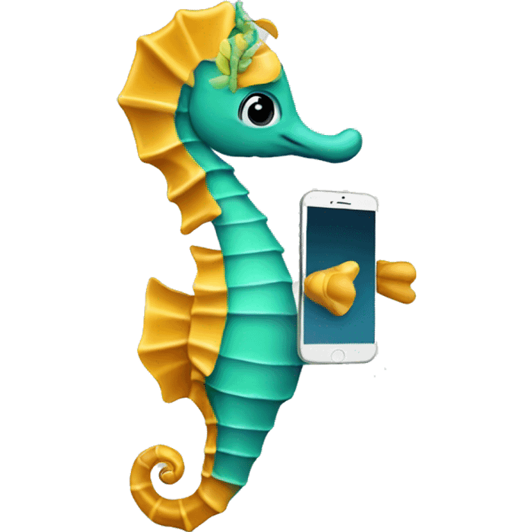 Seahorse holding phone emoji