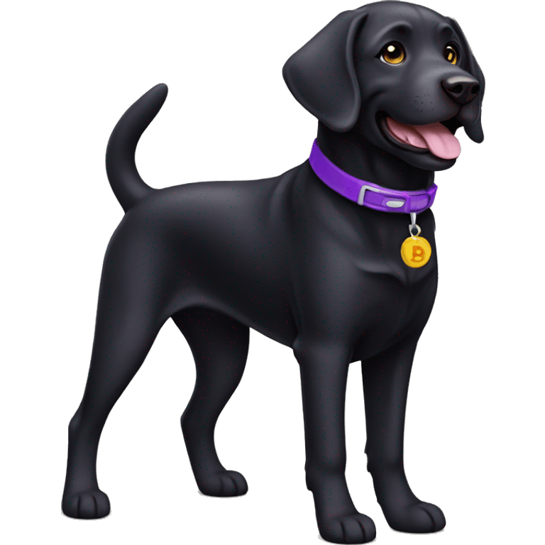 Happy Black lab with purple collar emoji