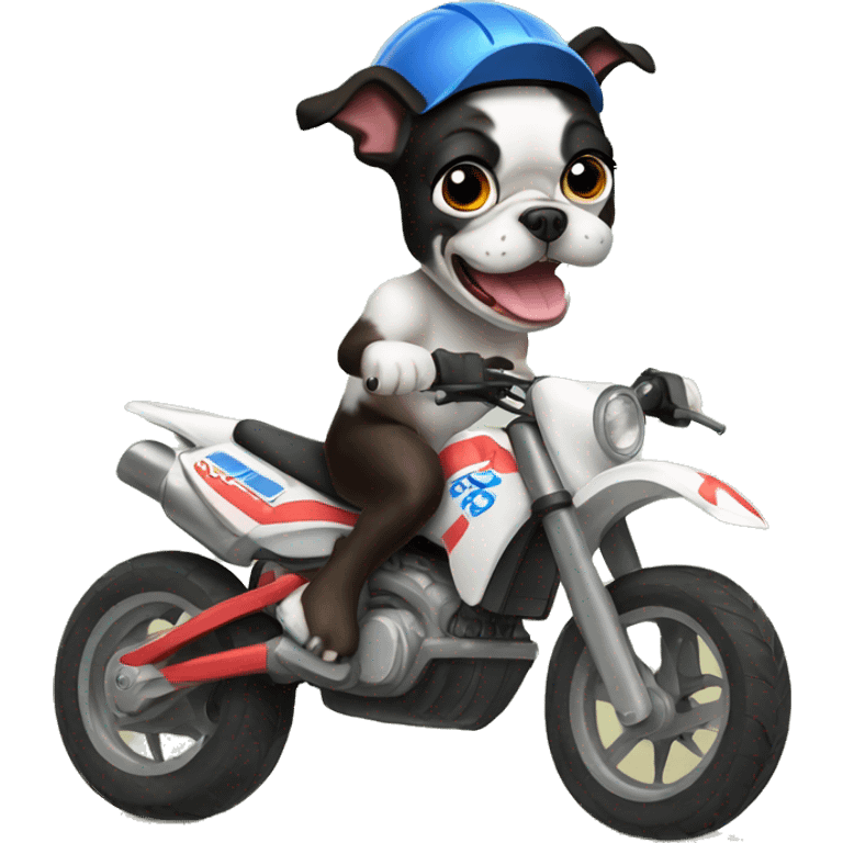 Boston terrier riding dirt bike emoji