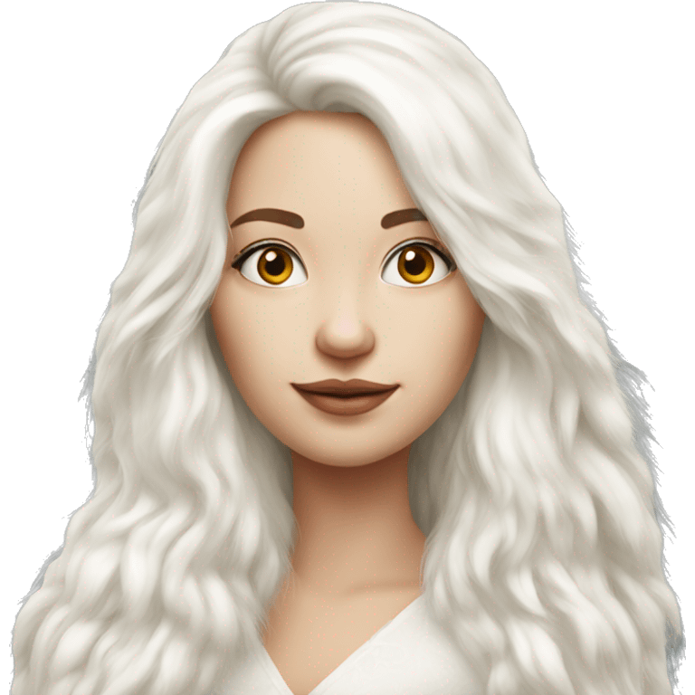 Realistic pretty Russian woman with long hair with white fur  emoji