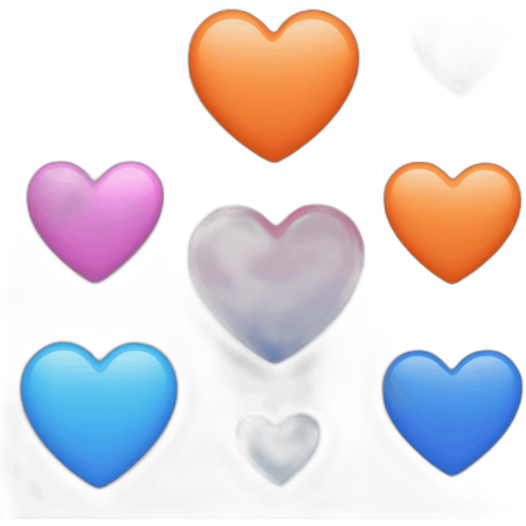 pink orange and blue heart emoji