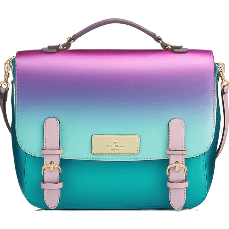 Realistic isolated blue ,teal ,pink , and purple metallic ombre kate spade satchel purse.  emoji