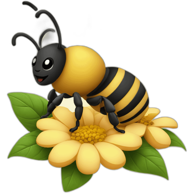 Tattoo style bee on flower emoji