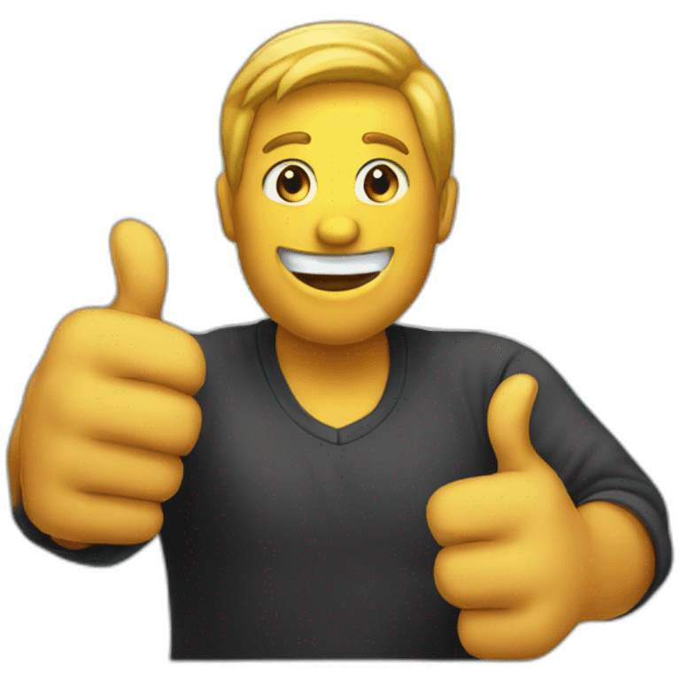 Man with giant thumbs up and black background emoji