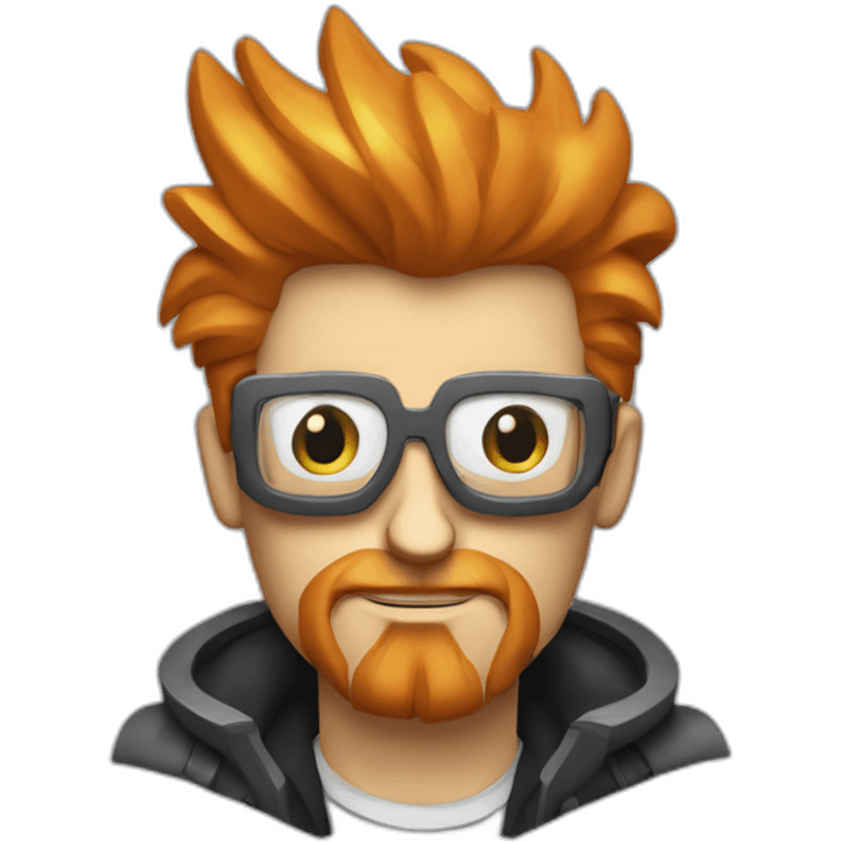 Philip J. Fry from futurama programmer with beard in cyberpunk style emoji