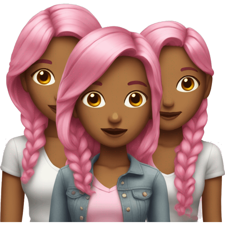 three girls with pink hair emoji