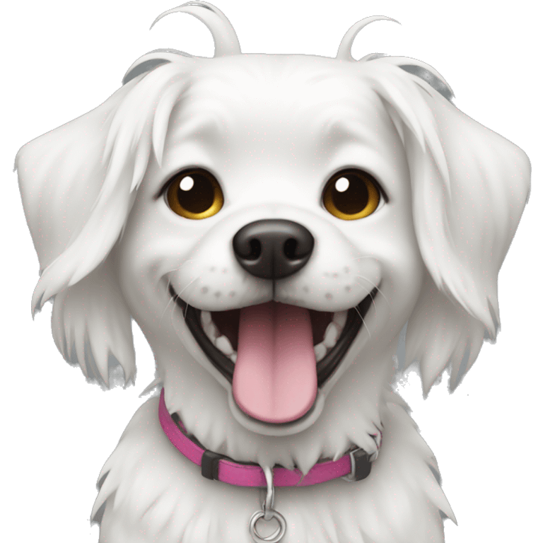 Crazy girl dog white emoji