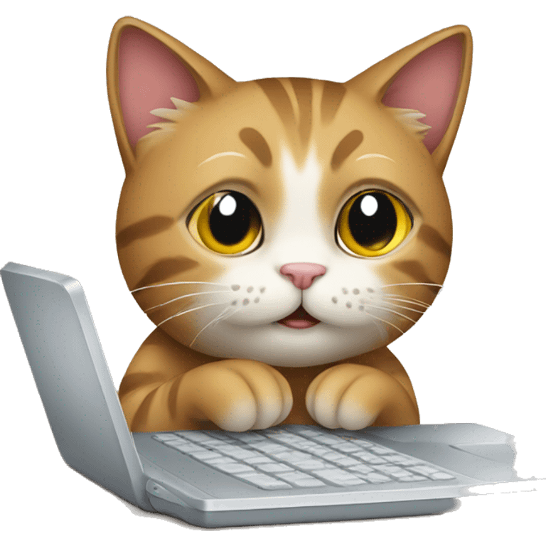 cat texting on a PC emoji