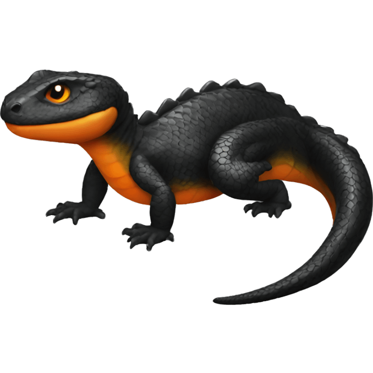 Black Shiny Reptile with Orange belly Full Body emoji