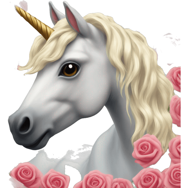 Realistic unicorn with roses in its mane emoji