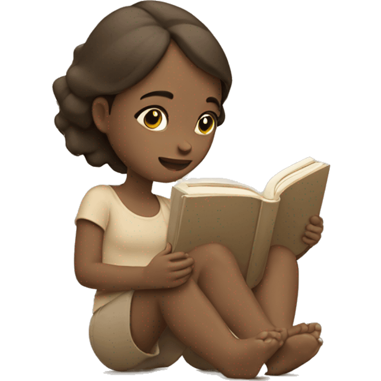 Girl reading a book. In beige tones  emoji