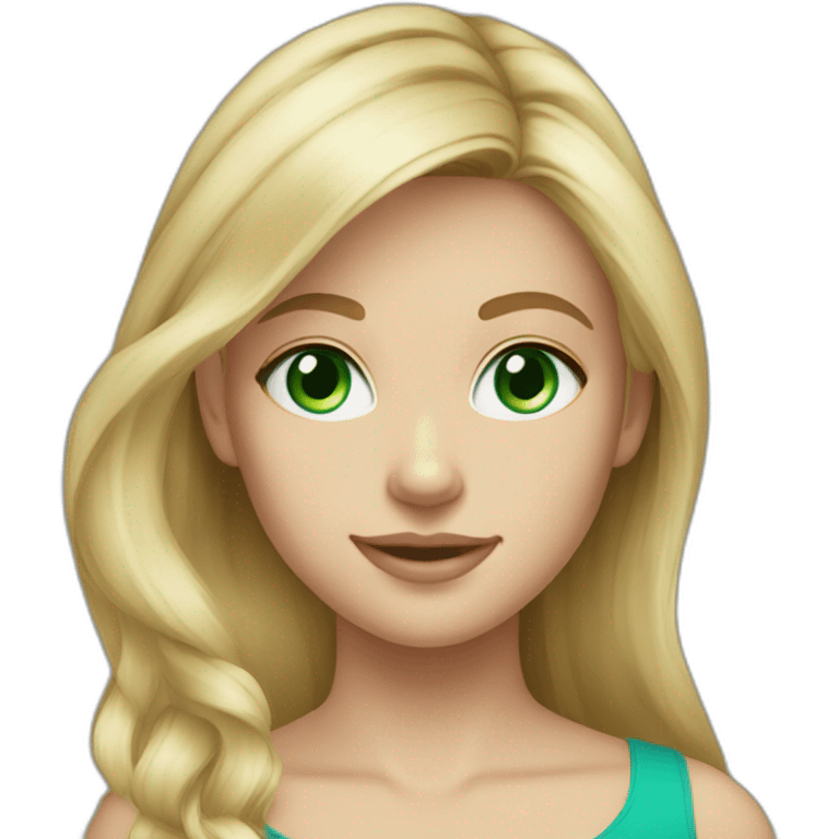 cute blonde green eyes caucasian daughter teal top emoji