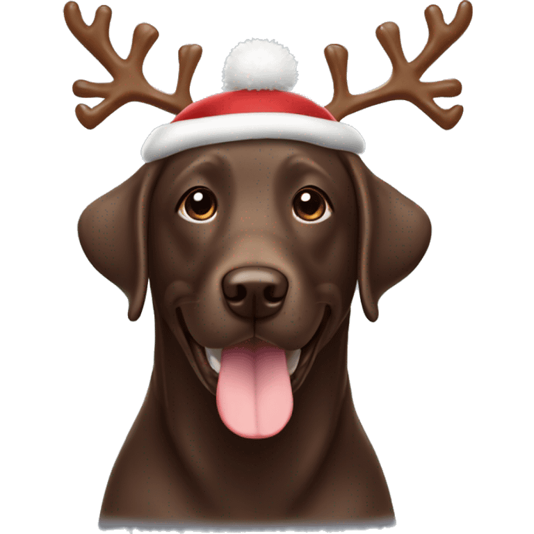 happy chocolate labrador with reindeer hat emoji