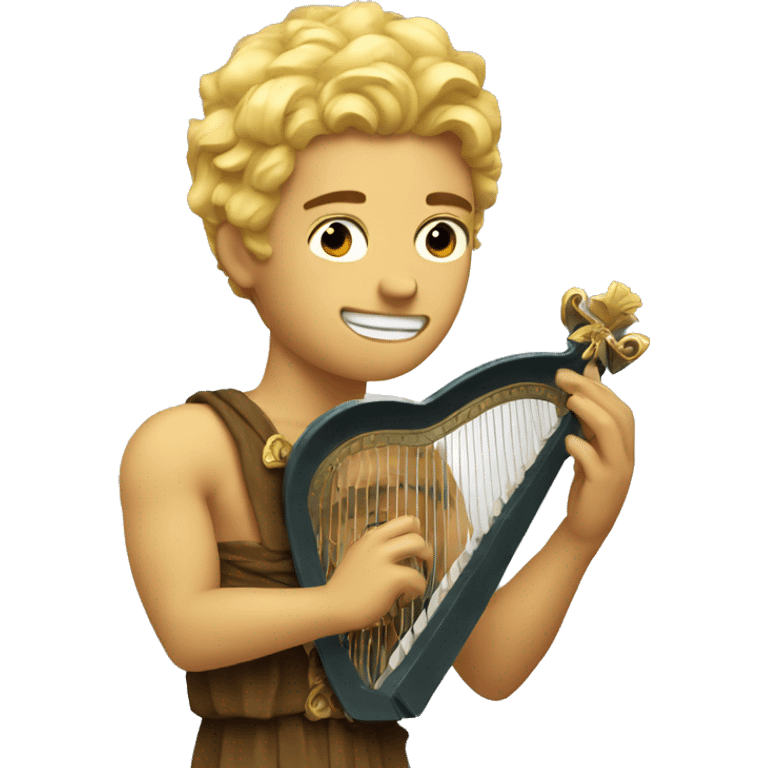 Apollo god. Holding a lyre with Blonde hair emoji