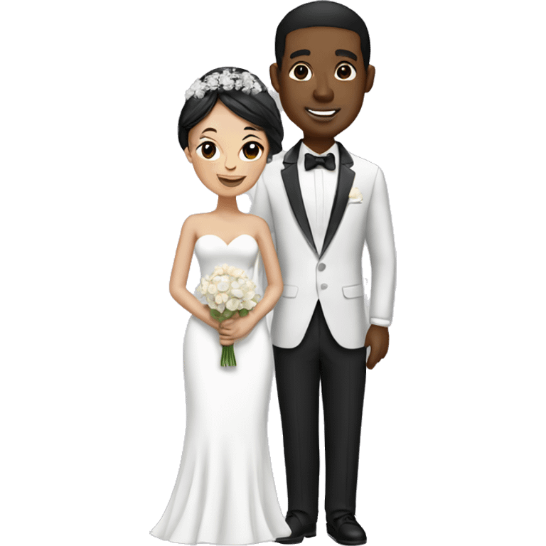 wedding black guy with chinese woman emoji