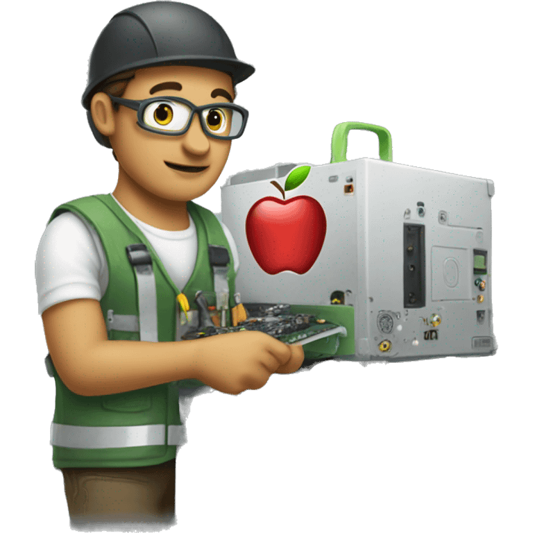 the guy is an engineer repairing Apple equipment emoji