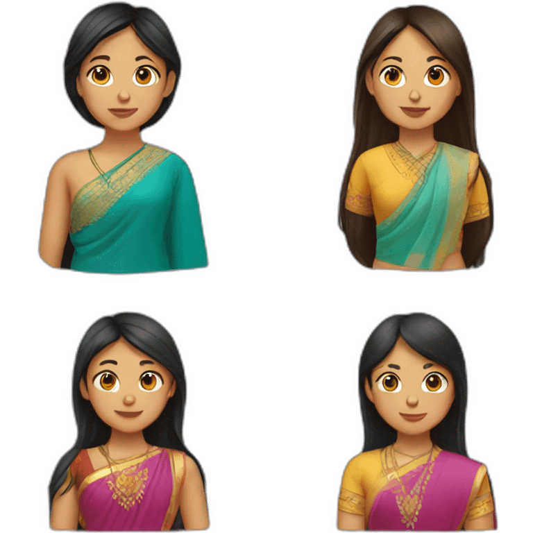 Indian girl and Kazakh girl emoji