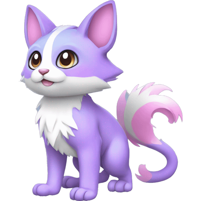 Cute cool white blue purple pink animal hybrid Fakemon full body emoji