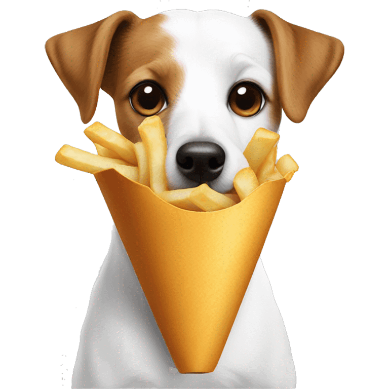 All White Jack Russell Terrier eating fries emoji