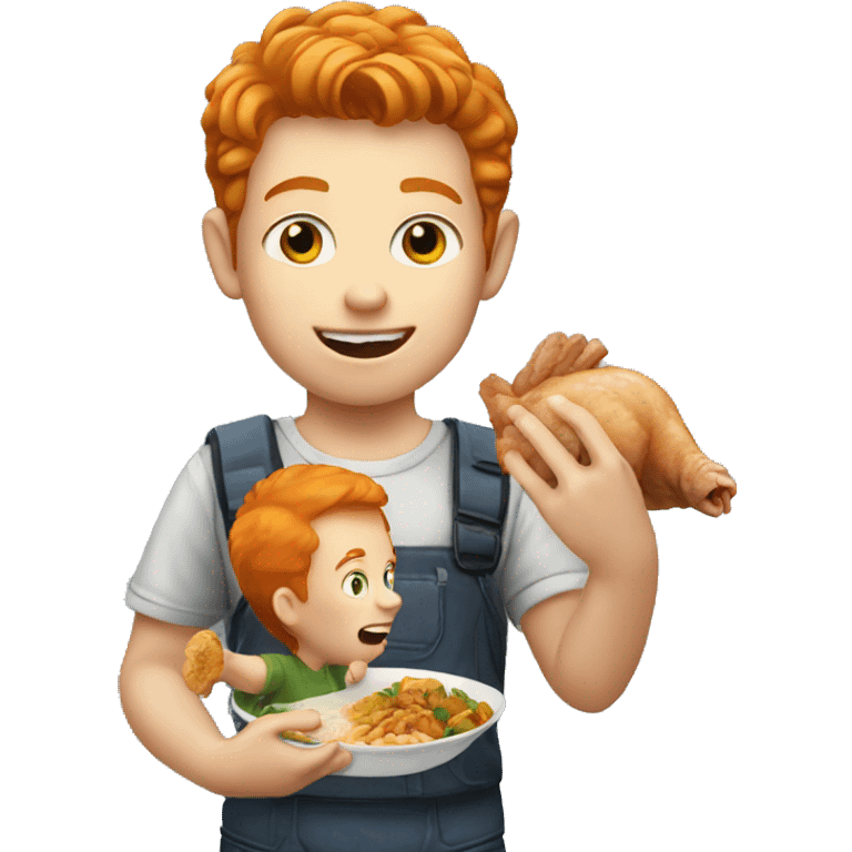 A ginger boy eating chicken emoji