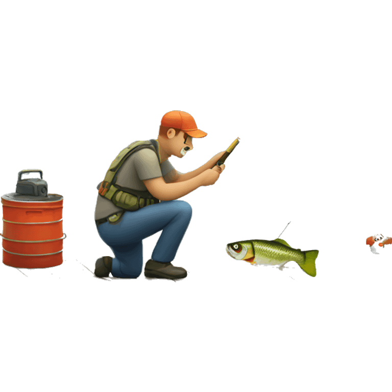 A fish fishing at a dock emoji