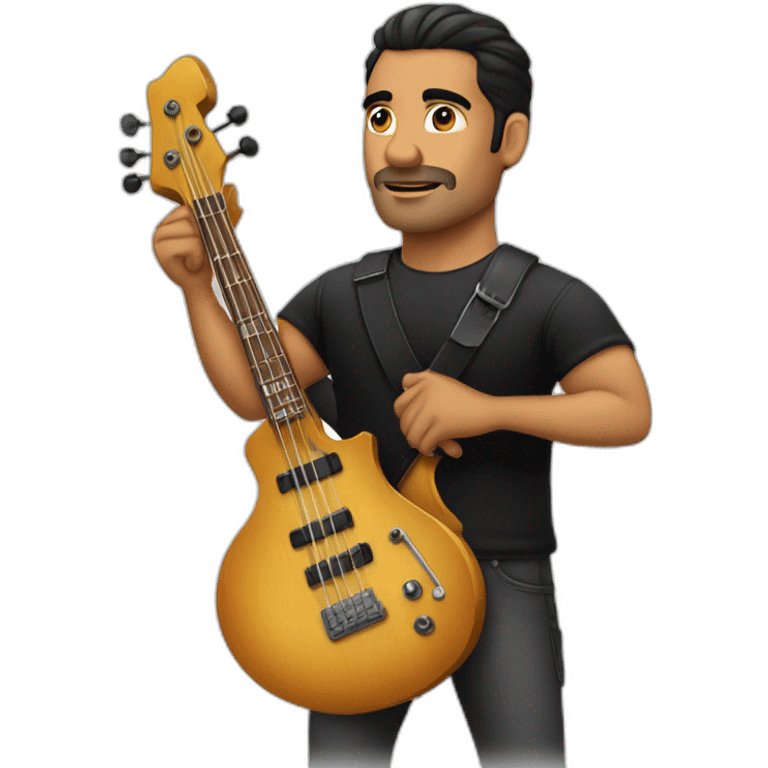 latin strong man, conbarba balbo, black shirt playing bass emoji