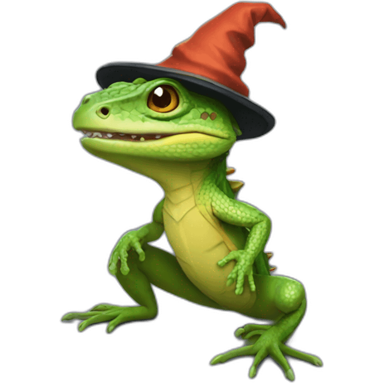 lizzard with wizard hat emoji