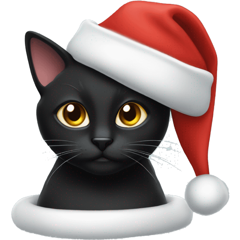 Black cat with Santa hat emoji