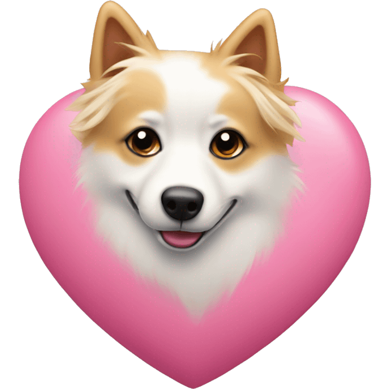 White and blonde spots spitz in a pink heart emoji