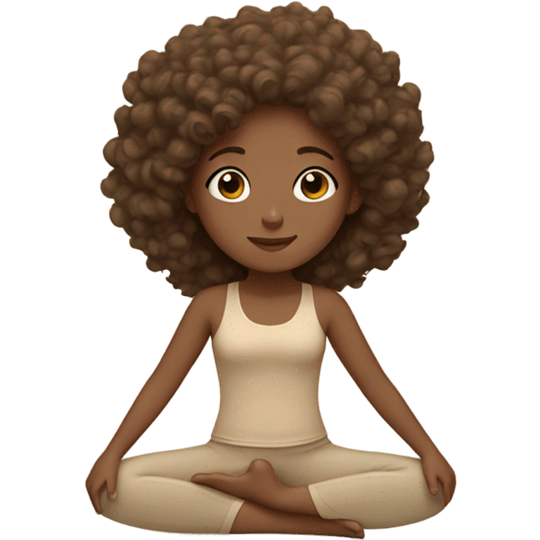 Brown hair Girl with curly hair Girl doing yoga in beige tones  emoji