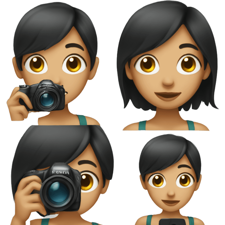 Woman taking photography with black hair emoji