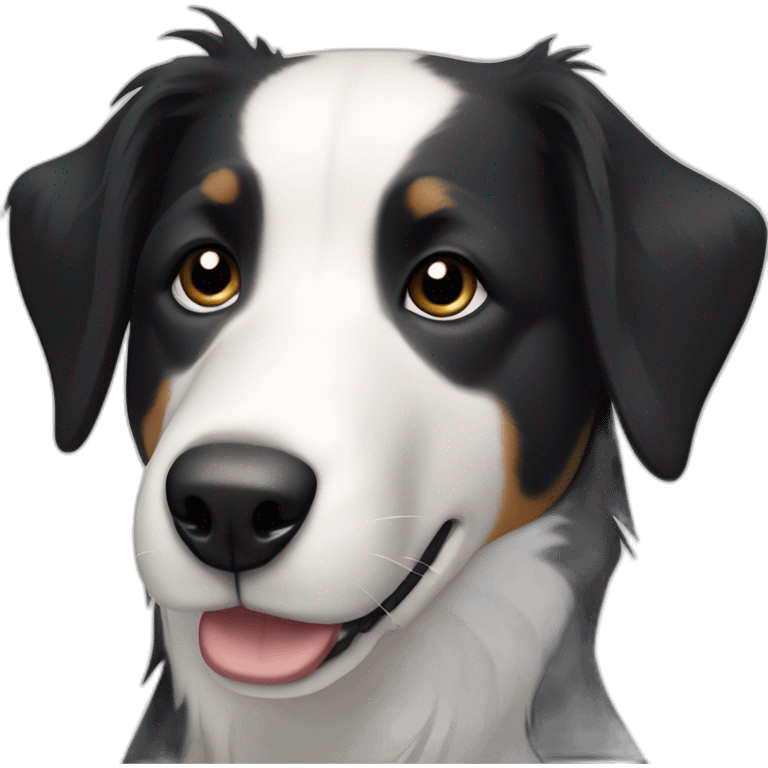 dog, short-hair, black-hair, white-chest, white-stripe-down-face, black-face, black-head, border-collie, mcnab emoji