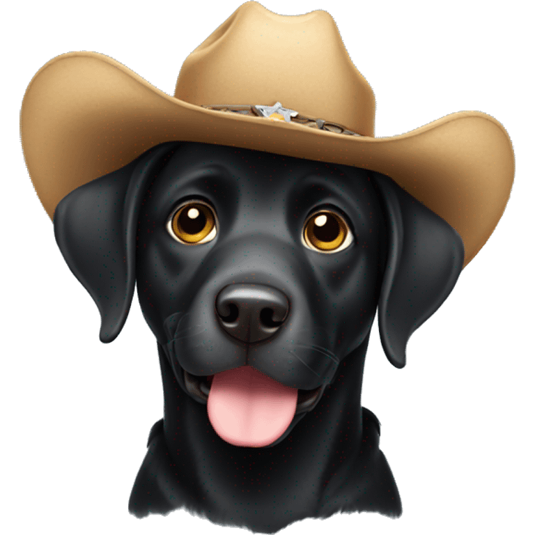 Black labrador wearing cowboy hat emoji