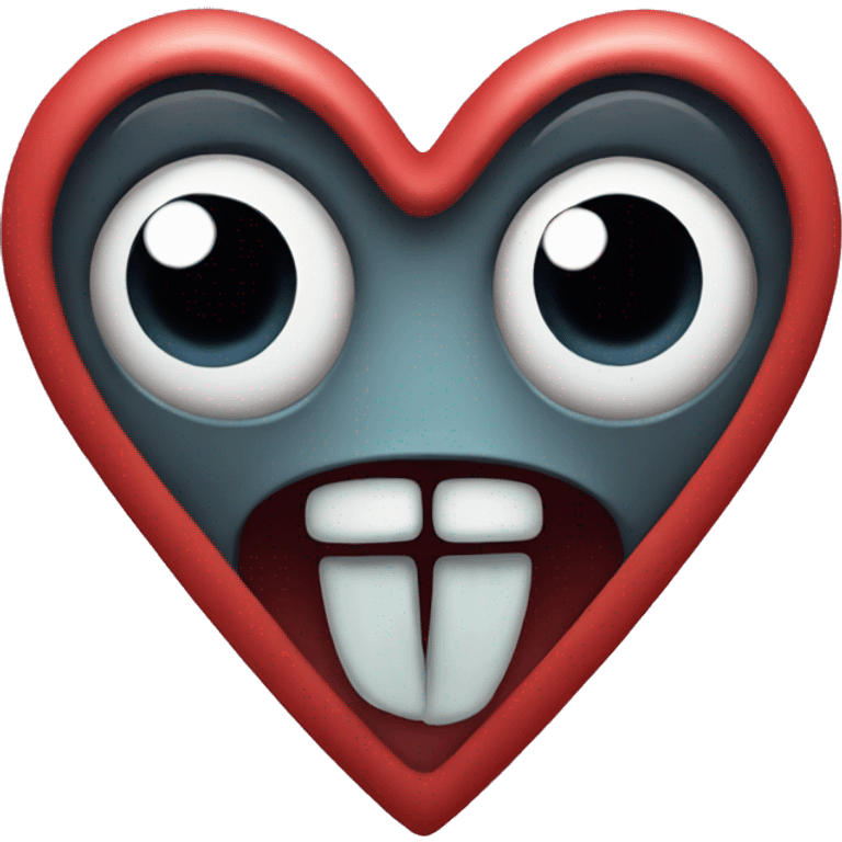 heart with a weird creepy face emoji