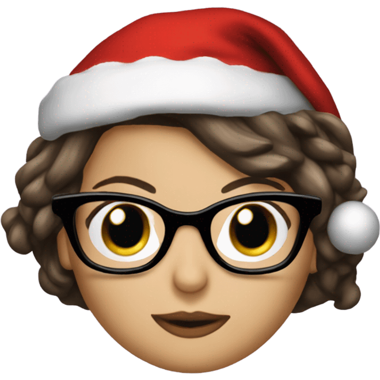 Kate Beckinsale with glasses  and santa hat emoji