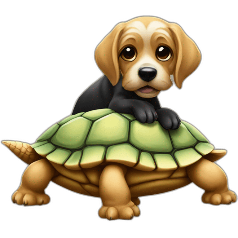 Chien sur une tortue emoji